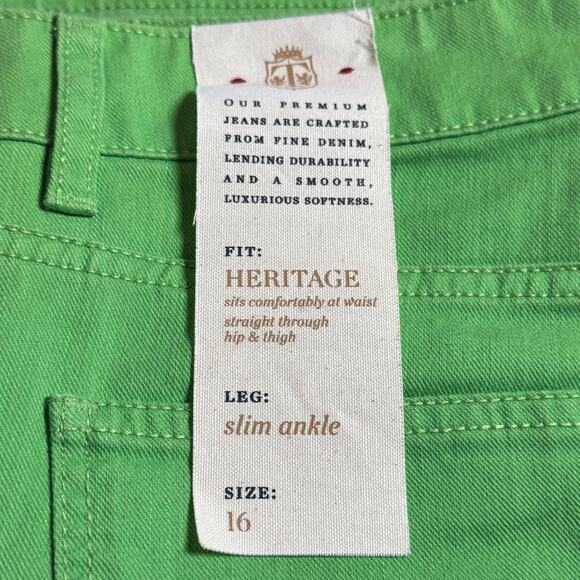 Talbots Size 16 Green Apple Heritage Slim Ankle Jeans - Picture 6 of 6
